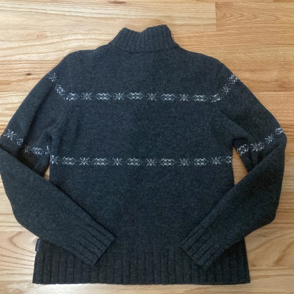 Woolrich Fair Isle Popover Sweater Womens M Onyx Heather Lambs Wool Nordic - Picture 2 of 10